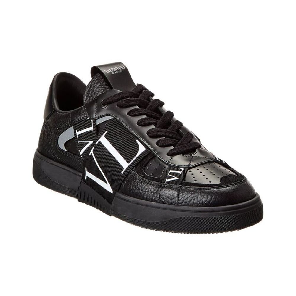 Valentino Vltn Leather Sneaker, Black